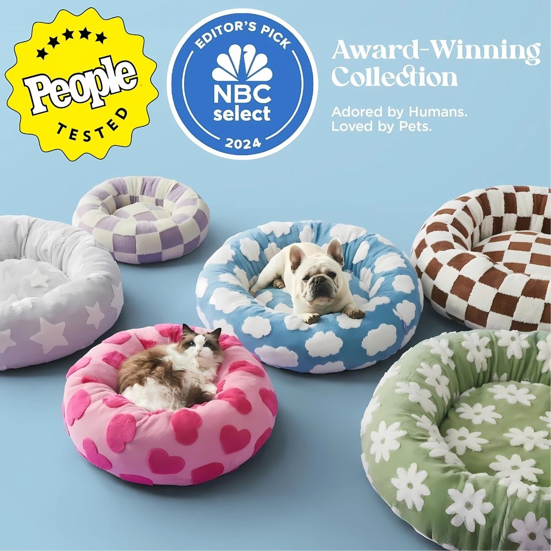 Quality Round Donut Dog Bed with Plush Cushion
