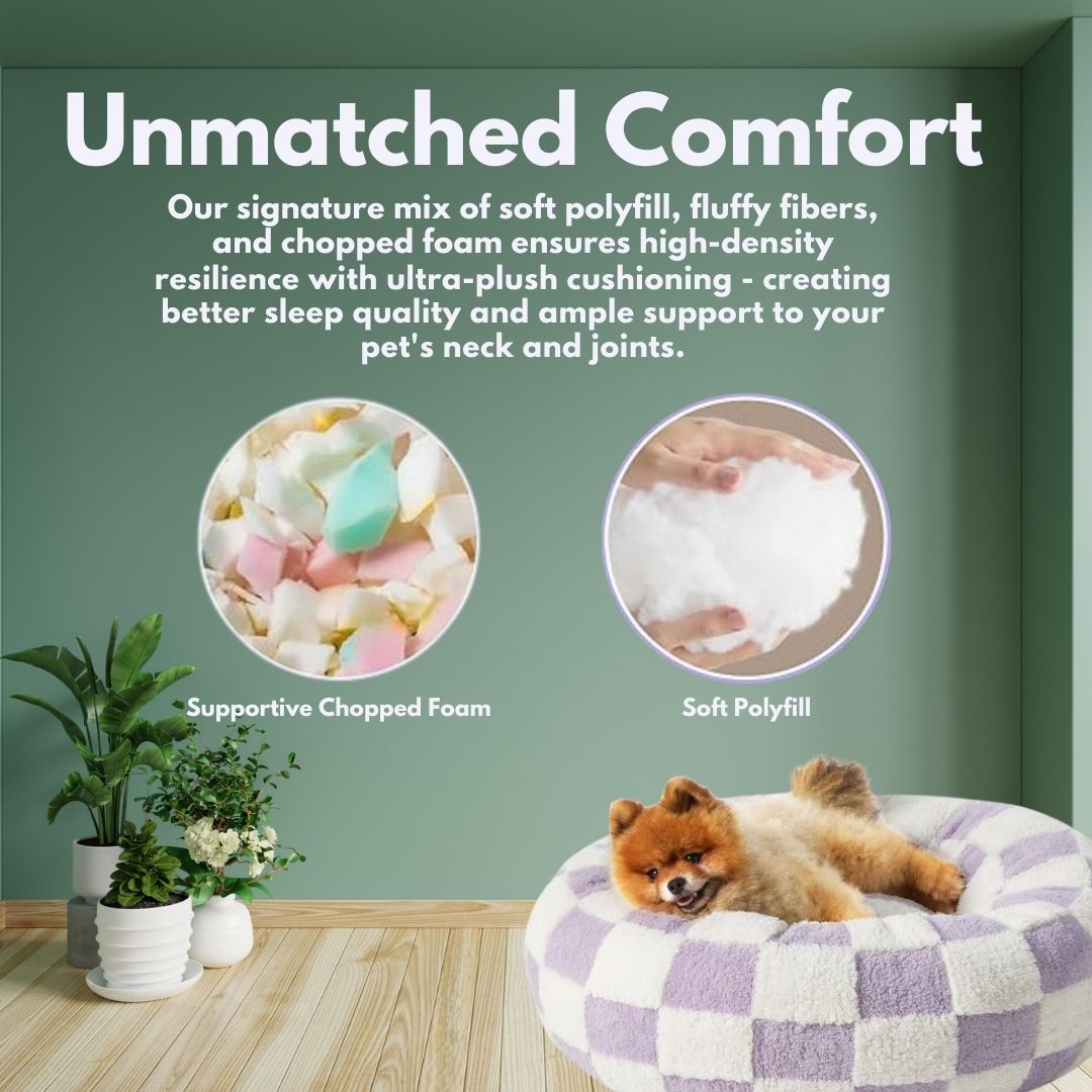 Quality Round Donut Dog Bed with Plush Cushion