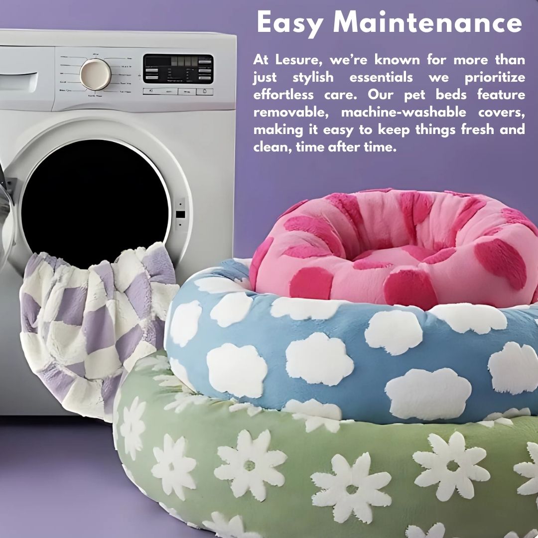 Quality Round Donut Dog Bed with Plush Cushion
