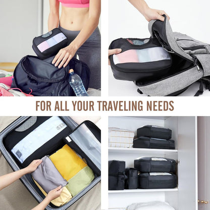 8 Piece Travel Packing Cubes Durable Space-Saving Organizers