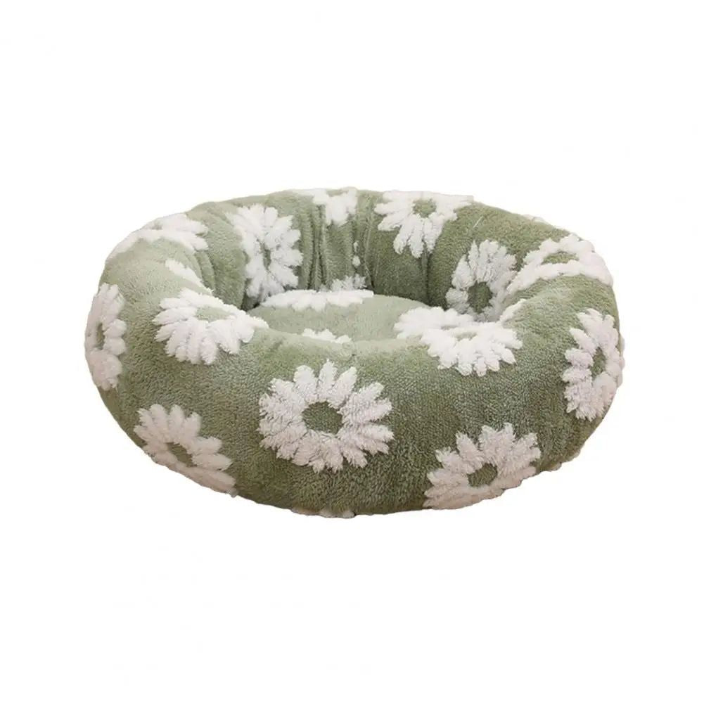 Quality Round Donut Dog Bed with Plush Cushion
