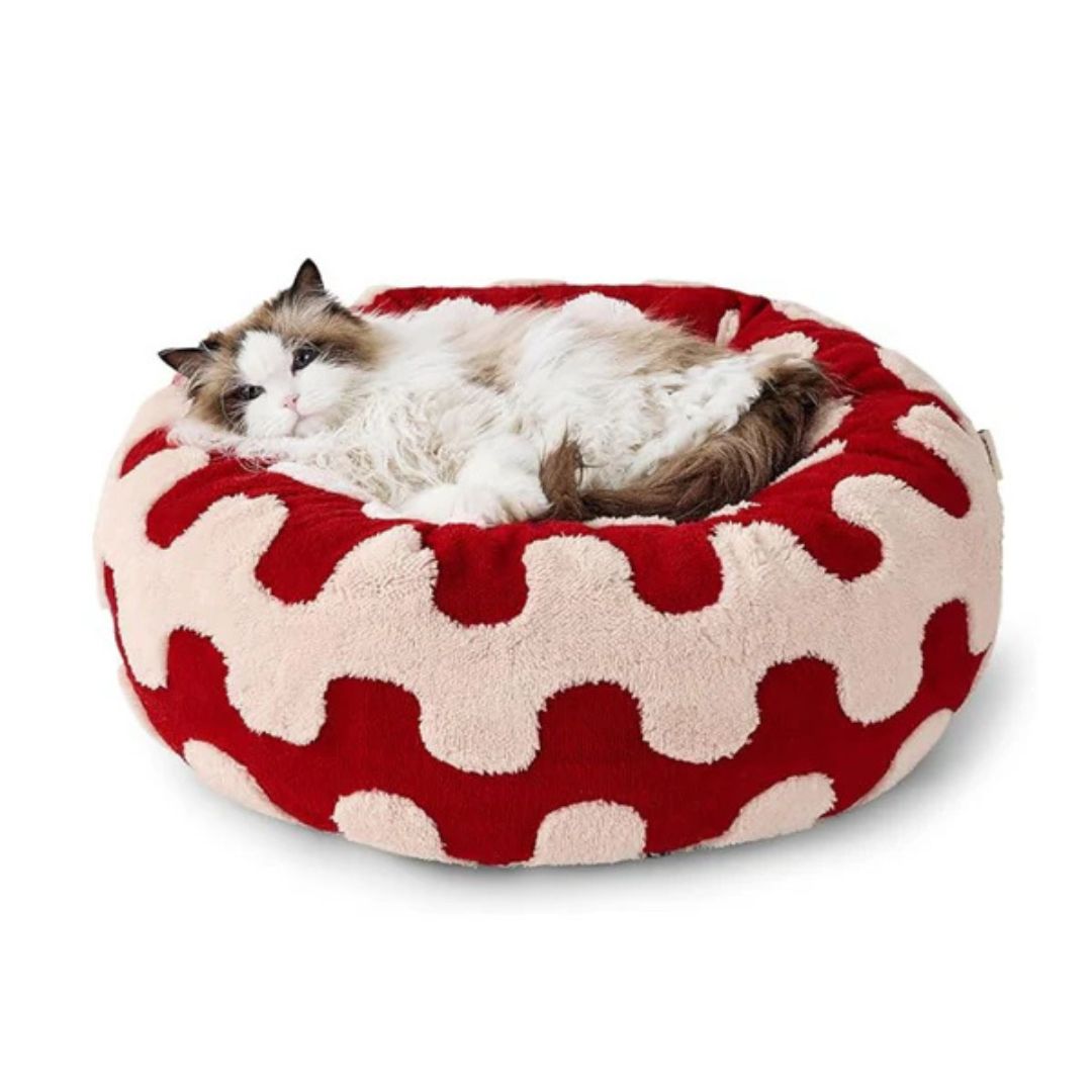 Quality Round Donut Dog Bed with Plush Cushion