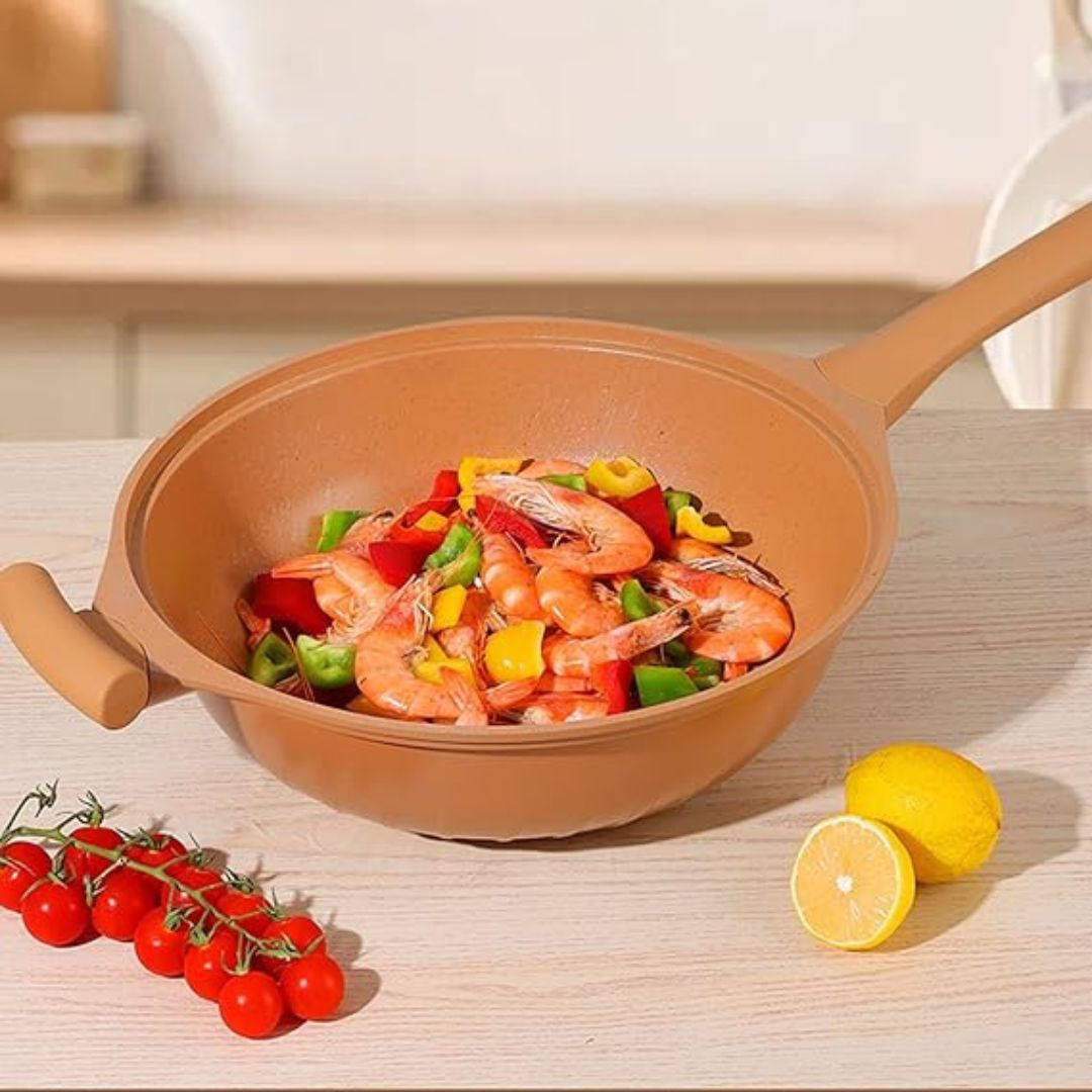 Professional Cast Iron Wok Non-Stick Pan for Cooking