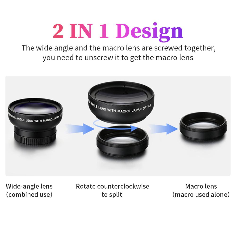 2-in-1 Phone Camera Lens Kit with Wide & Macro