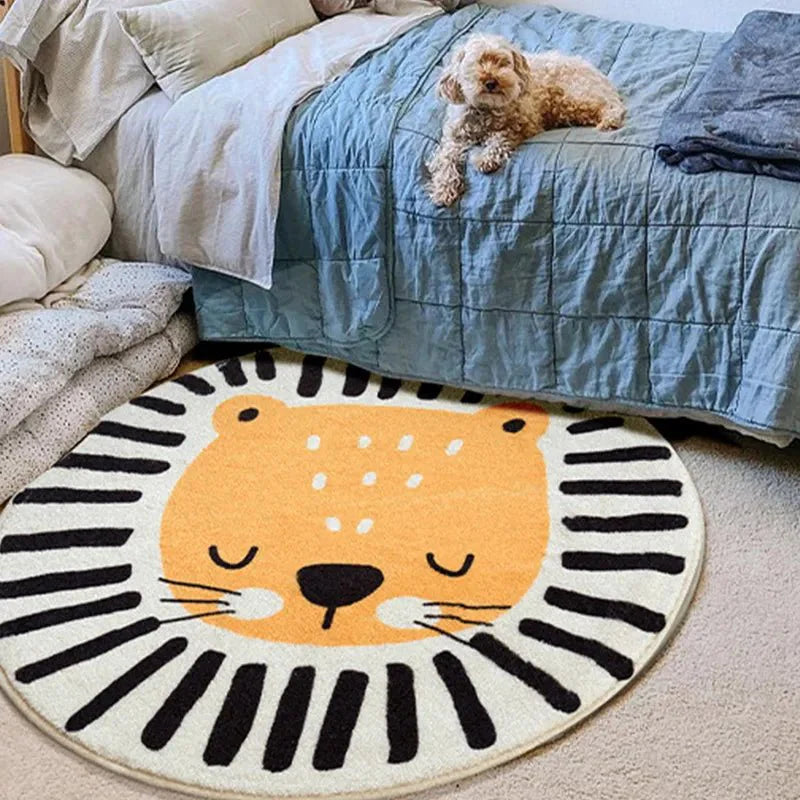 PlayNest Round Kids Rug | Soft Cartoon Carpet for Children’s Bedroom
