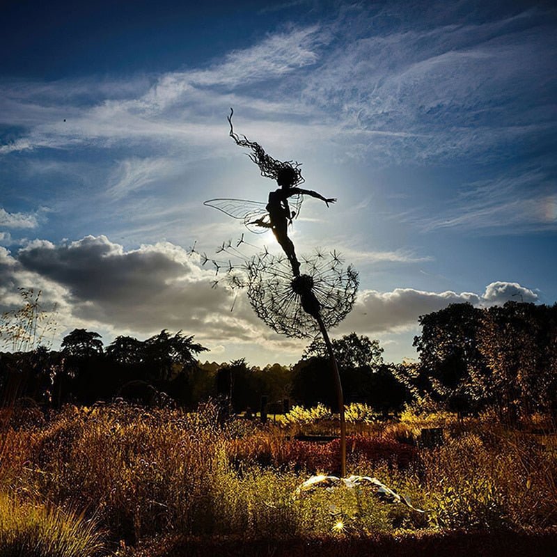 FairyTwirl Garden Fairy Statue | Metal Dancing Fairy Outdoor Decor