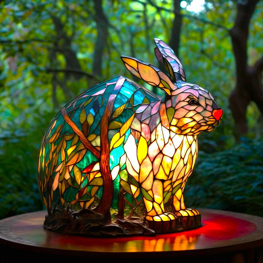 GlowFauna Stained Glass Animal Table Lamp | Decorative LED Light
