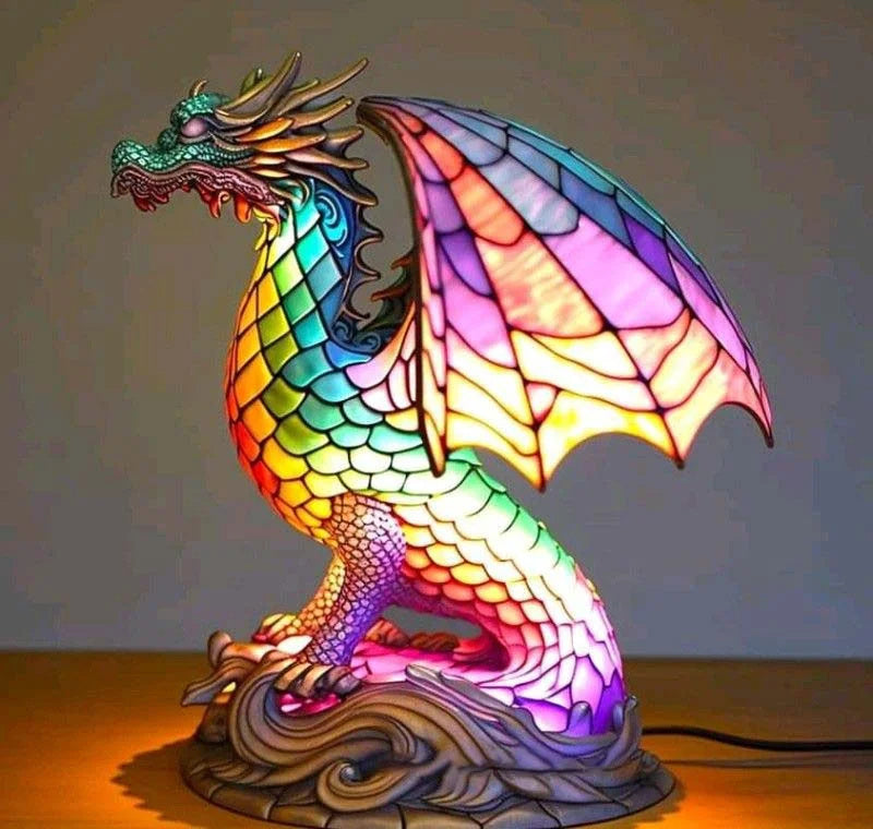 GlowFauna Stained Glass Animal Table Lamp | Decorative LED Light