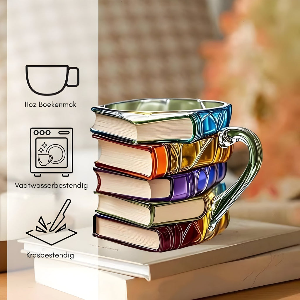 BookGlow 3D Resin Mug | Colourful Book Design Coffee & Tea Cup