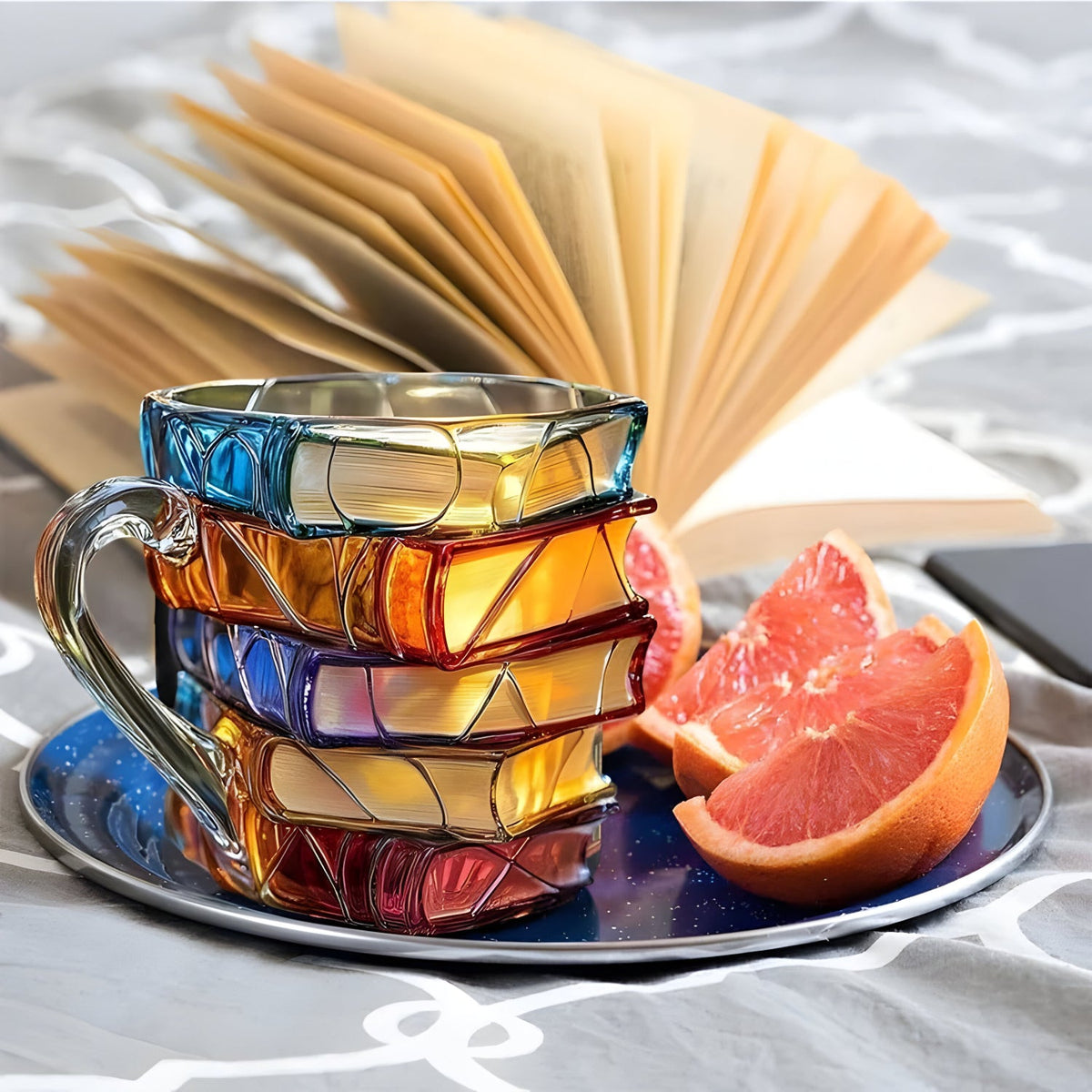 BookGlow 3D Resin Mug | Colourful Book Design Coffee & Tea Cup