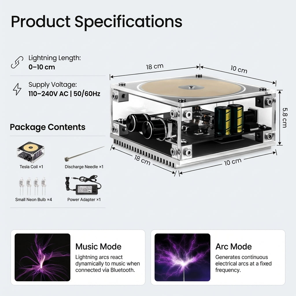 TeslaSpark Plasma Speaker | Lightning Music LED Display Device