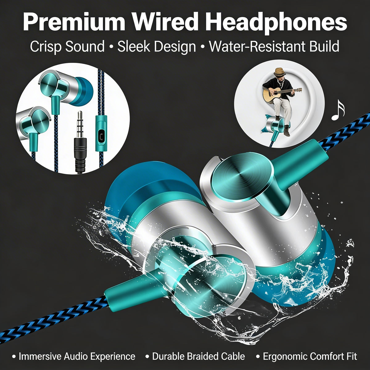 Hi-Fi Wired In-Ear Earphones – Noise Cancelling, Ergonomic 3.5mm Headphones