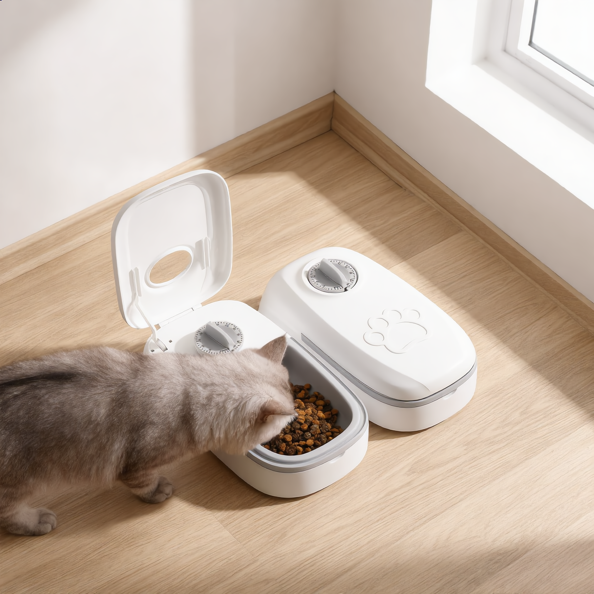 Automatic Pet Feeder with Dual Bowls – Timed Food Dispenser