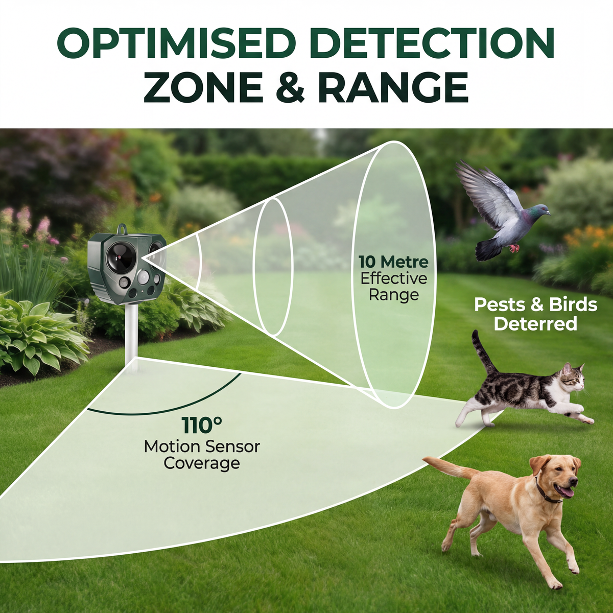 SonicGuard Ultrasonic Bird & Pest Defender | Solar Motion Sensor Repellent
