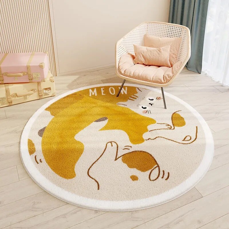 PlayNest Round Kids Rug | Soft Cartoon Carpet for Children’s Bedroom