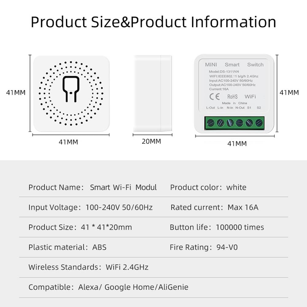 Mini WiFi Smart Switch with Timer & App Control