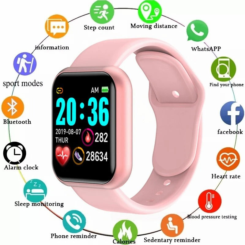 Bluetooth Fitness Tracker Smartwatch – Heart Rate & Sleep Monitor