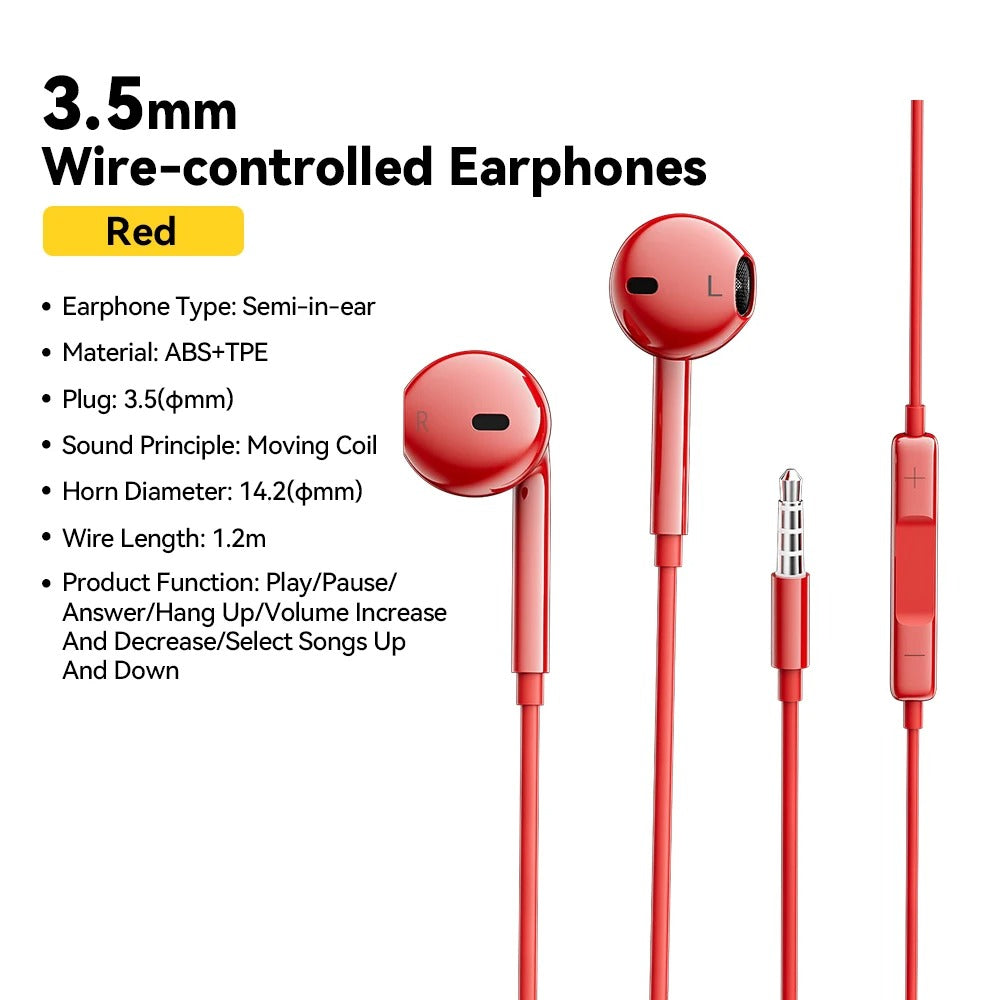 Emf Free 3.5mm Wired In-Ear Earphones with Mic & In-Line Controls