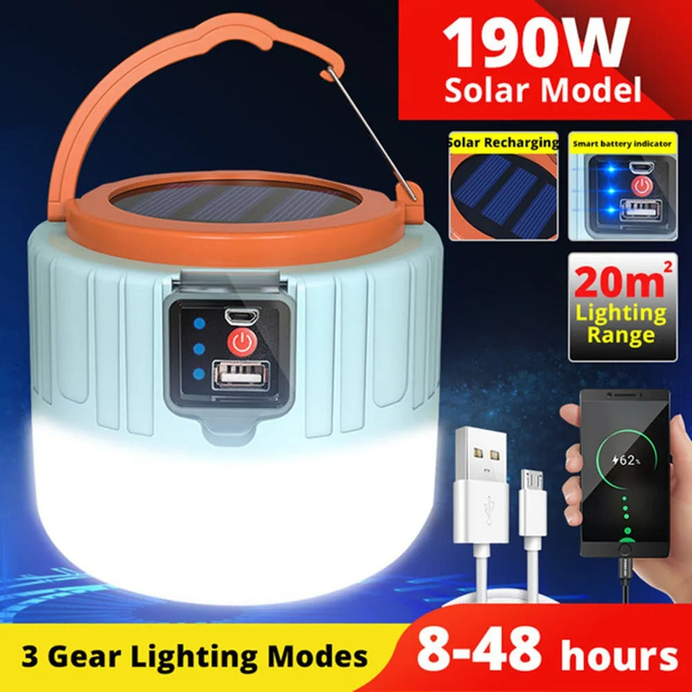 Solar Camping Lantern – Waterproof Rechargeable LED Tent Light