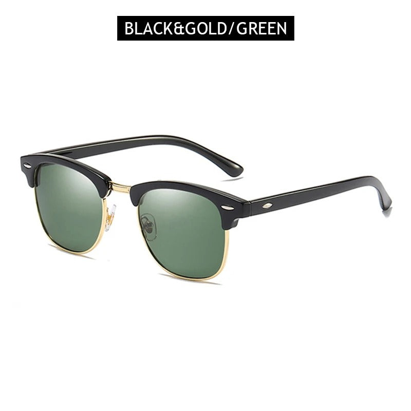 Classic Half Frame Polarized Sunglasses – Retro Anti-Glare Shades
