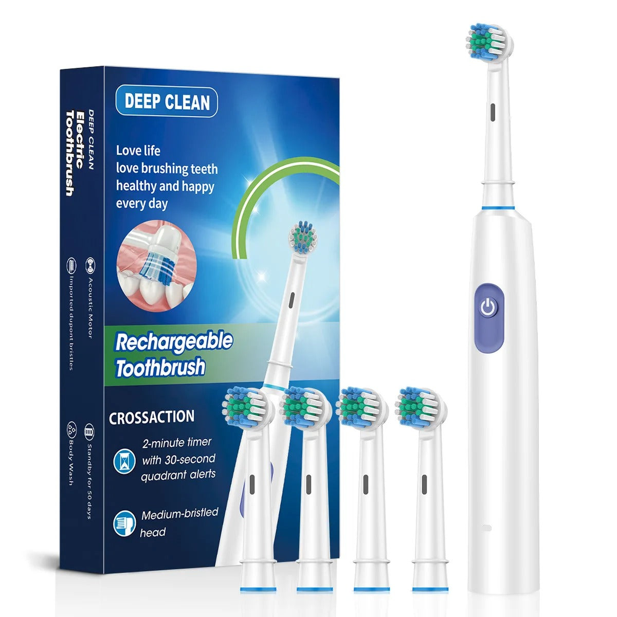 Rechargeable Rotary Electric Toothbrush – Waterproof Plaque Remover