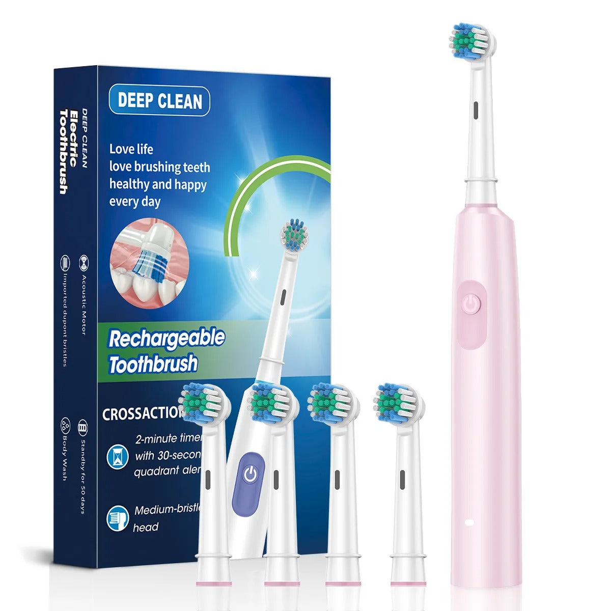 Rechargeable Rotary Electric Toothbrush – Waterproof Plaque Remover