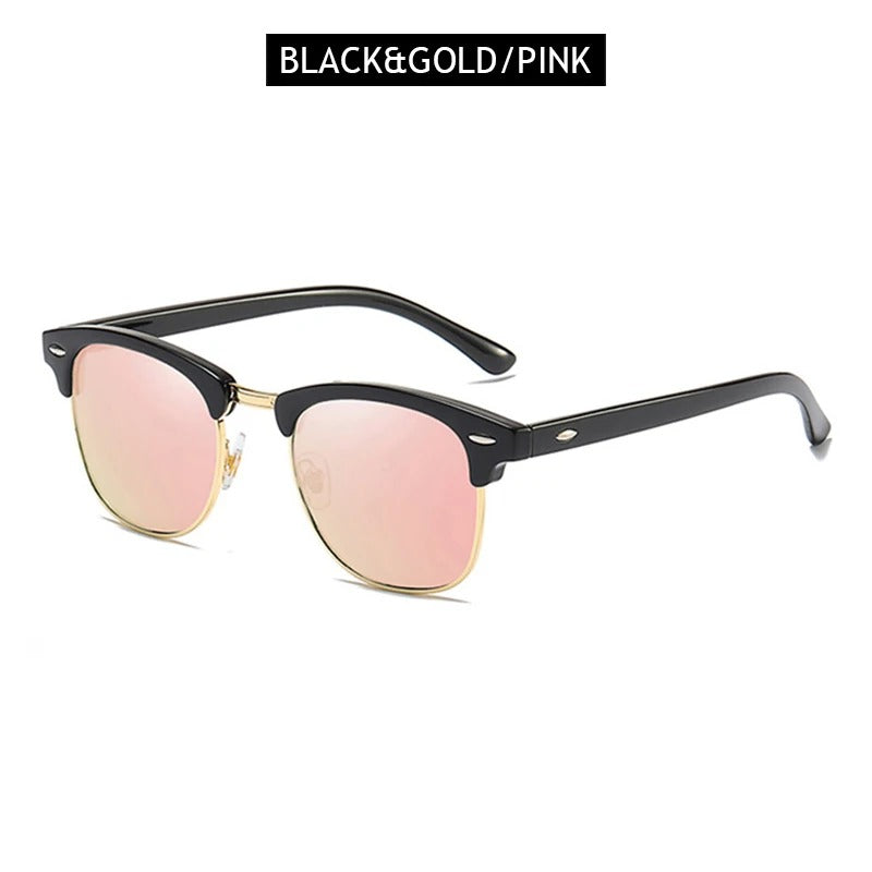 Classic Half Frame Polarized Sunglasses – Retro Anti-Glare Shades