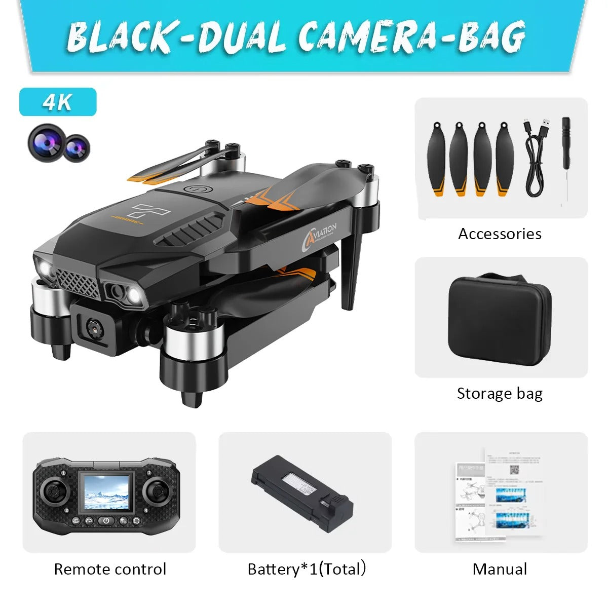 1080P HD Dual Camera Foldable FPV Drone