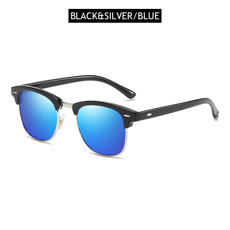 Classic Half Frame Polarized Sunglasses – Retro Anti-Glare Shades