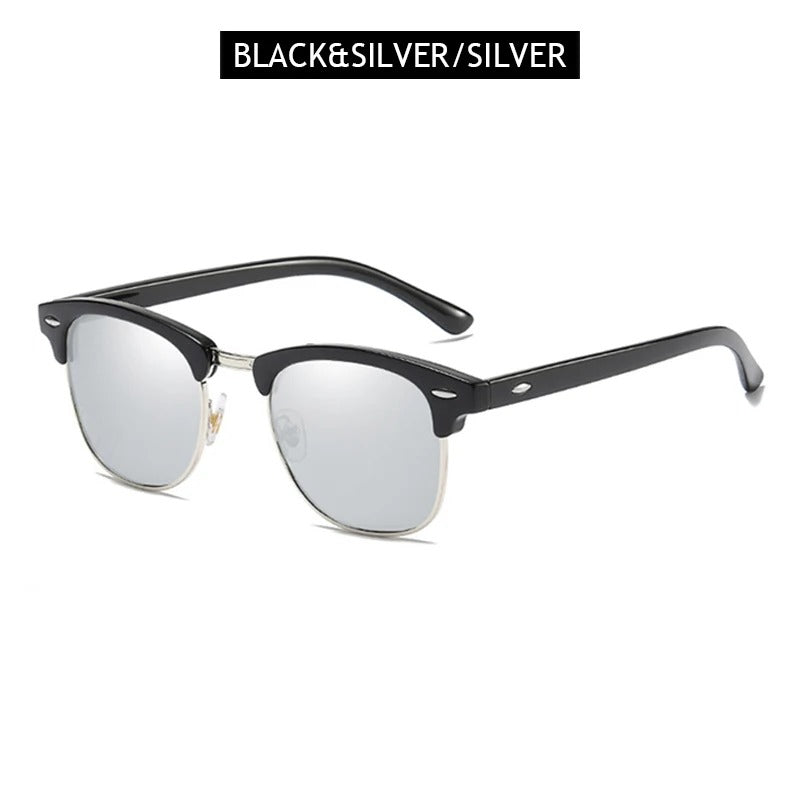Classic Half Frame Polarized Sunglasses – Retro Anti-Glare Shades