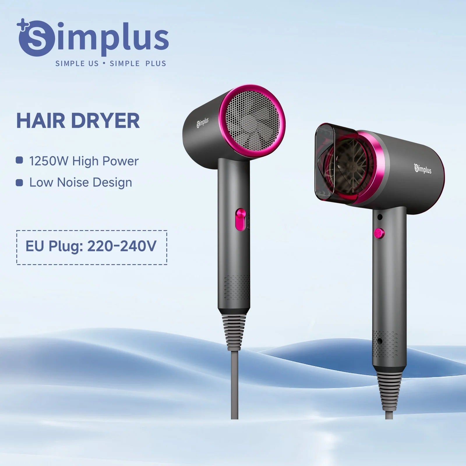 1250W Compact Negative Ion Hair Dryer with Low Noise