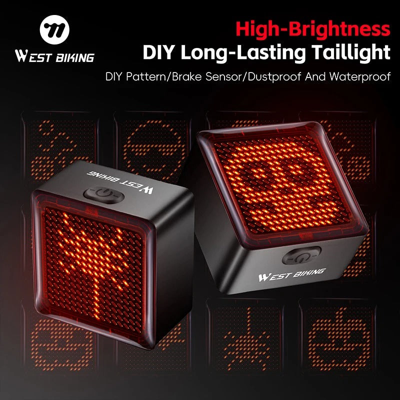 Waterproof Smart Pixel LED Bicycle Taillight – Brake Sensing & USB Rechargeable