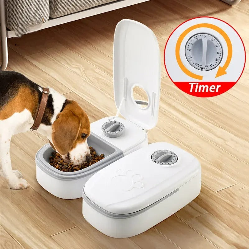 Automatic Pet Feeder with Dual Bowls – Timed Food Dispenser