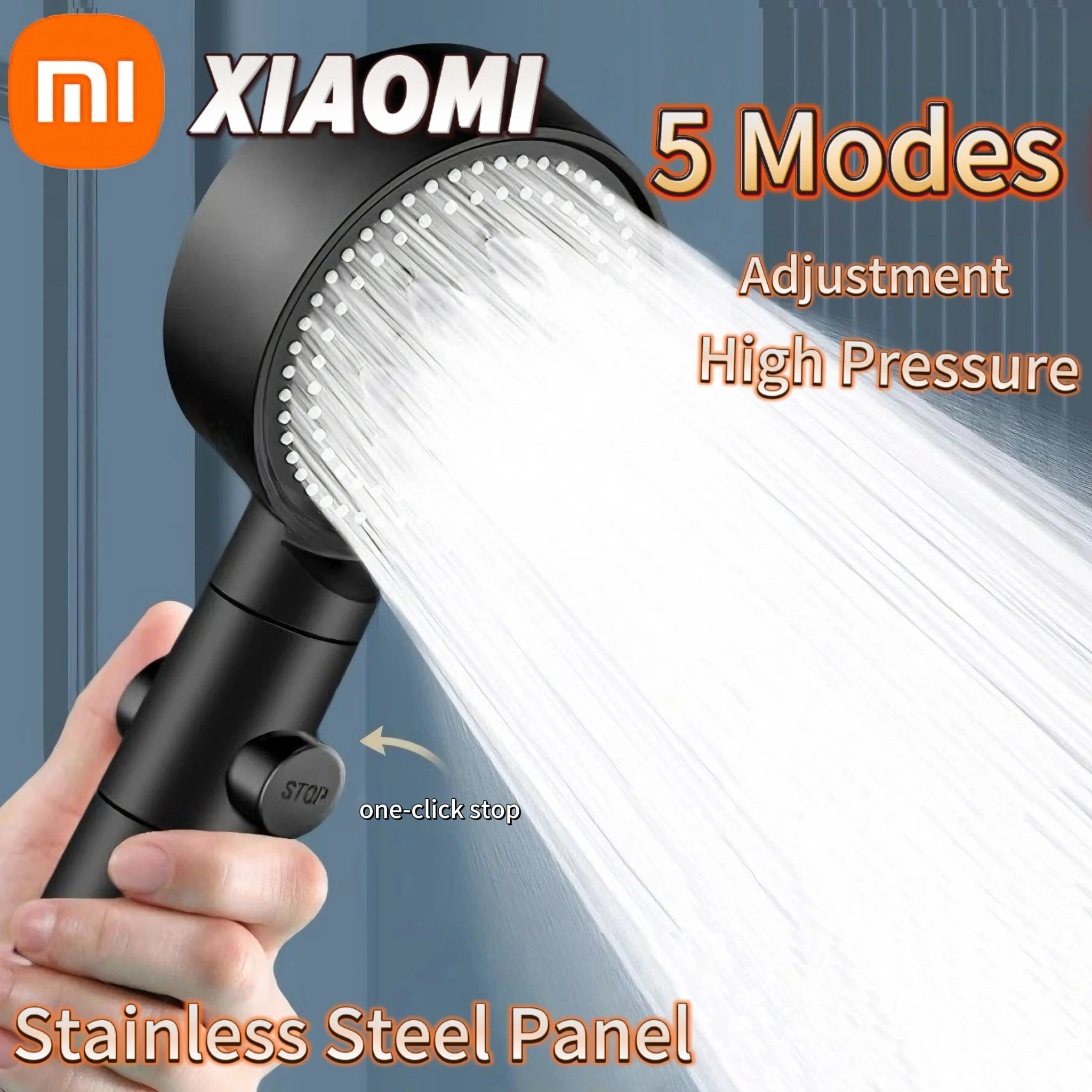 5-Mode Adjustable High Pressure Shower Head – Water-Saving Handheld