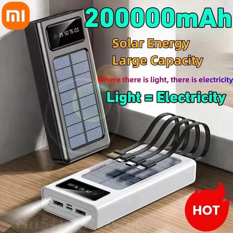 200000mAh Solar Power Bank – Fast Charging Portable Charger
