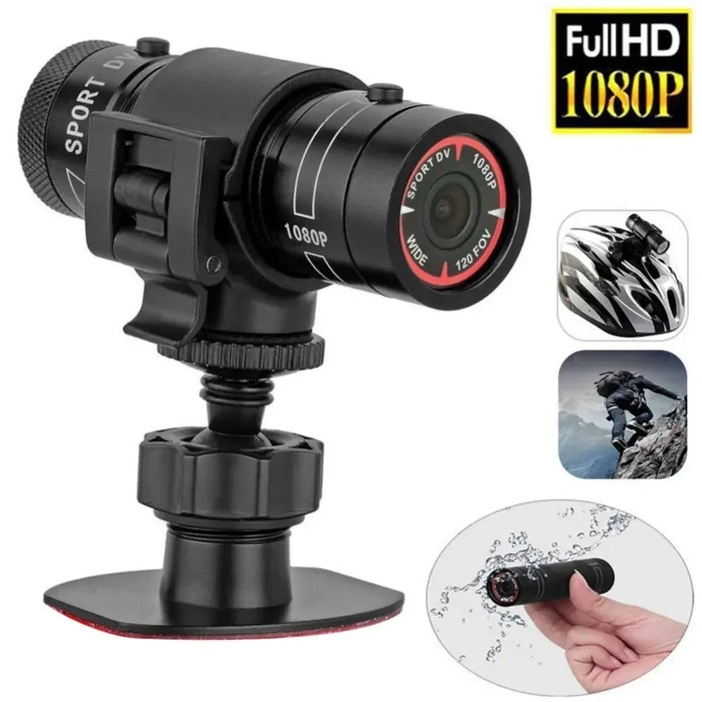 Waterproof Mini Sport DV 1080P Action Camera with Flashlight & Helmet Mount