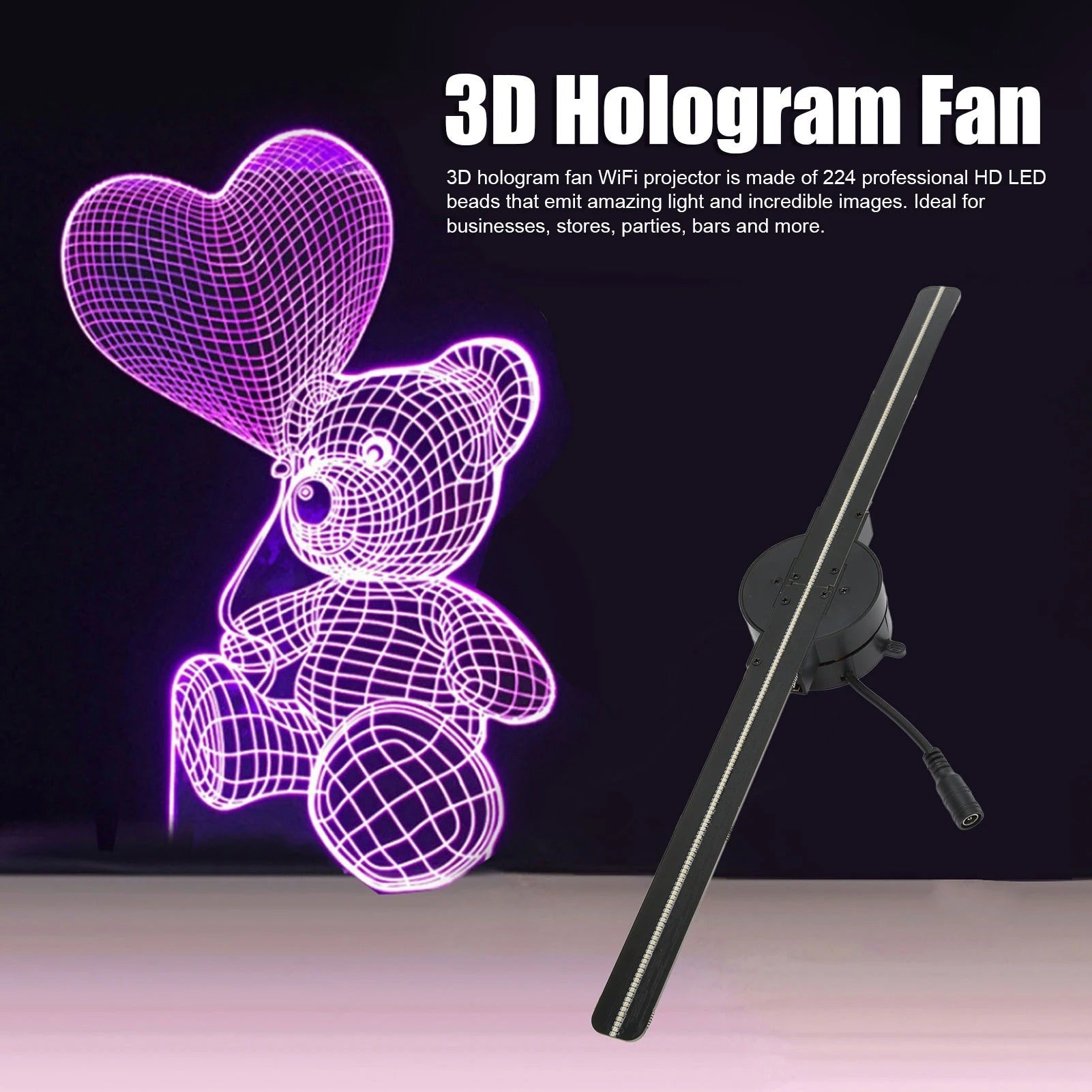 16.5-Inch 3D Hologram Fan Projector – WiFi LED Display for Advertising & Retail
