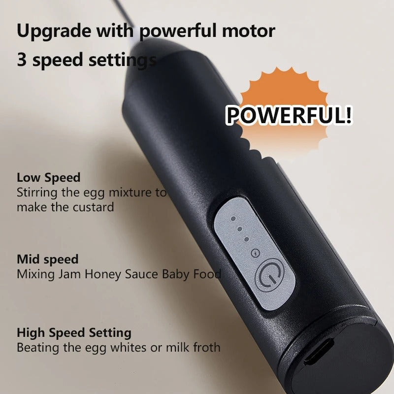 Mini USB Rechargeable Milk Frother with 3 Speeds