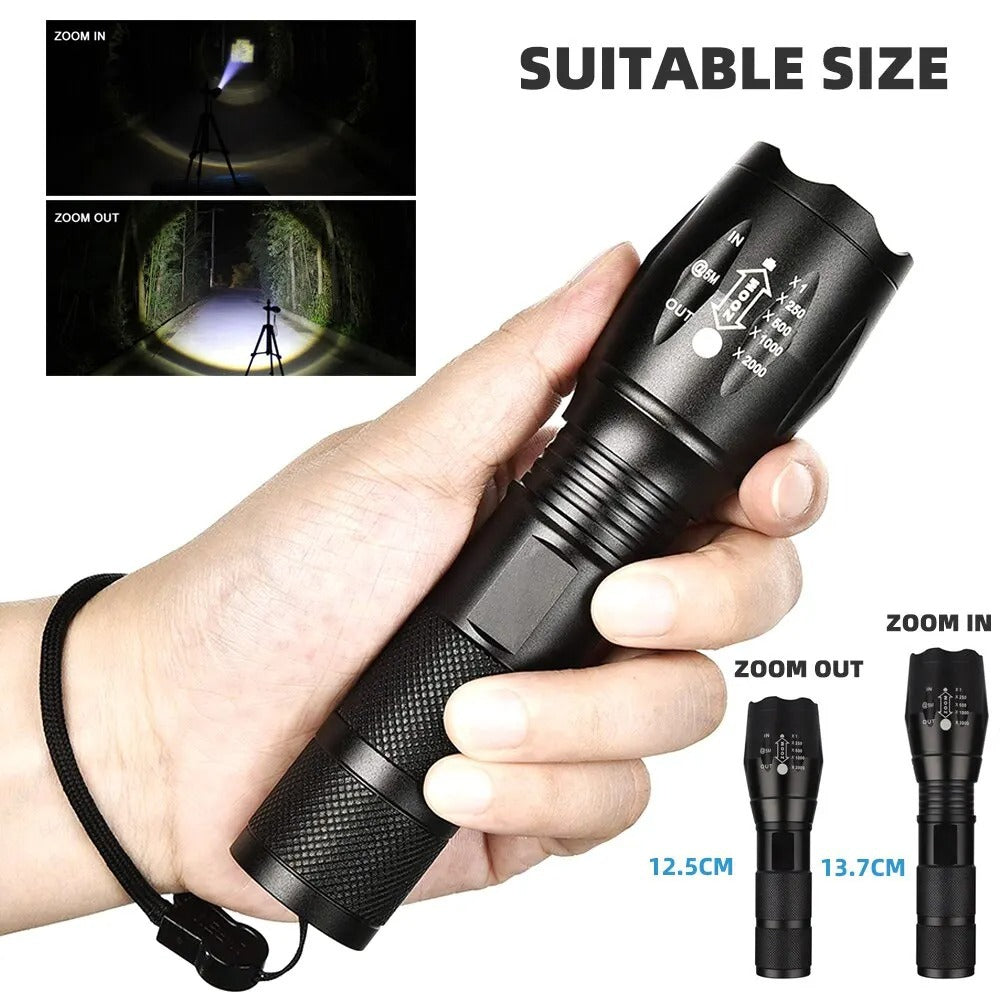Zoomable High-Power LED Camping Torch – Waterproof Flashlight