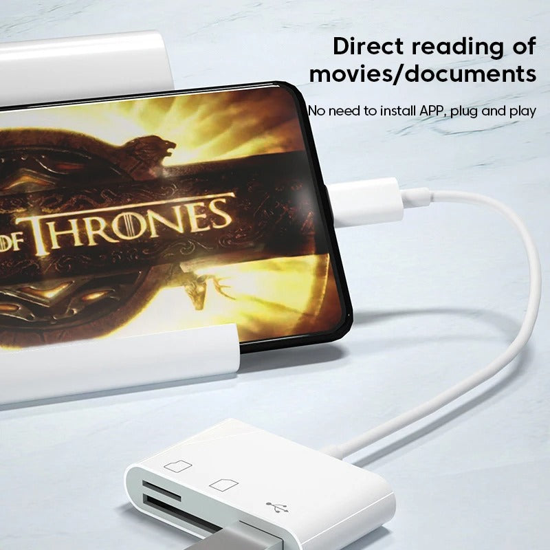 3-in-1 Type-C Card Reader & USB OTG Adapter – SD/TF Memory Card Reader for Smartphones & Tablets