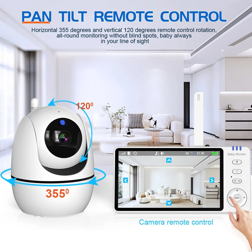 5.0-Inch Wireless Video Baby Monitor – Pan-Tilt Camera with Night Vision & Two-Way Audio