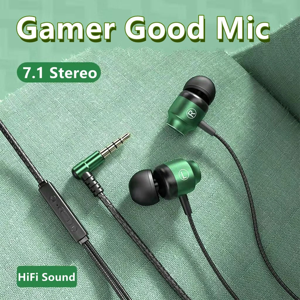 Pro Wired Gaming Earphones – Dual Mic, HiFi Bass, 3.5mm