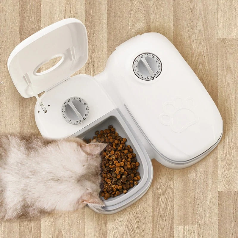 Automatic Pet Feeder with Dual Bowls – Timed Food Dispenser