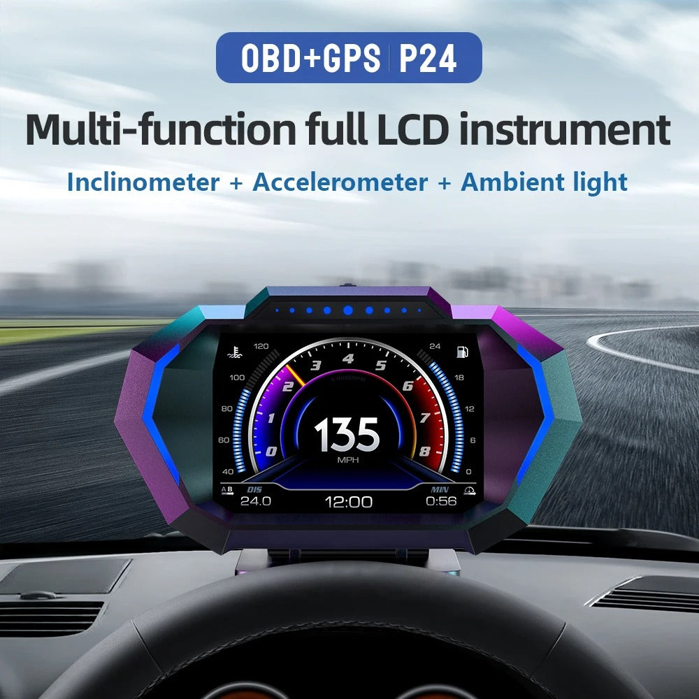 P24 OBD GPS Car HUD Digital Speedometer Display