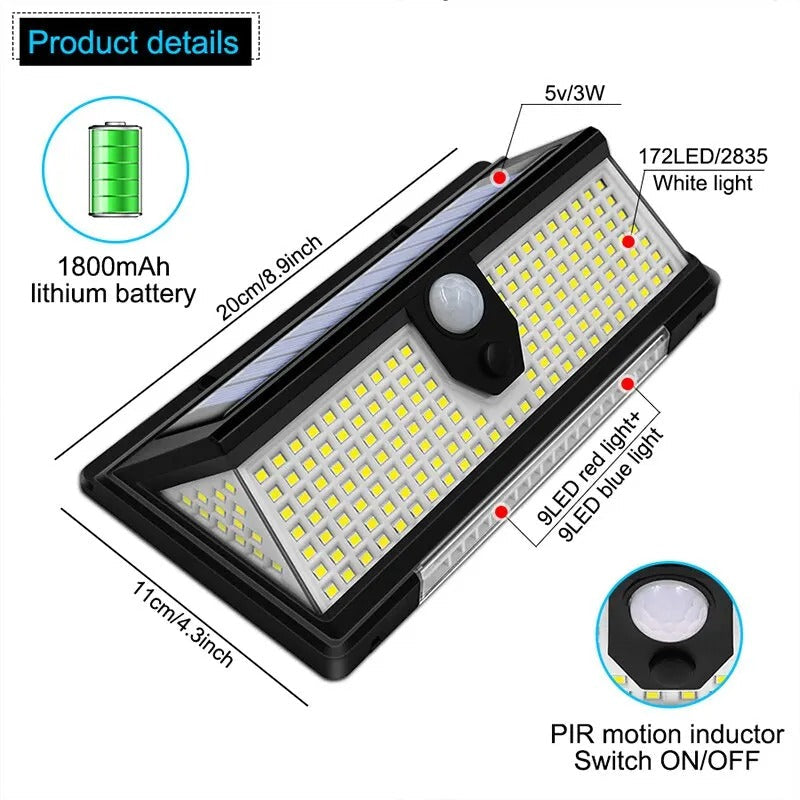190 LED Solar Wall Light Outdoor Waterproof