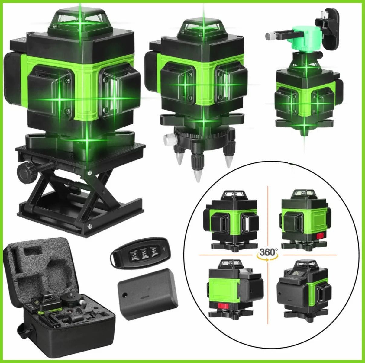 4D Green Laser Level – 12/16 Line Self-Leveling