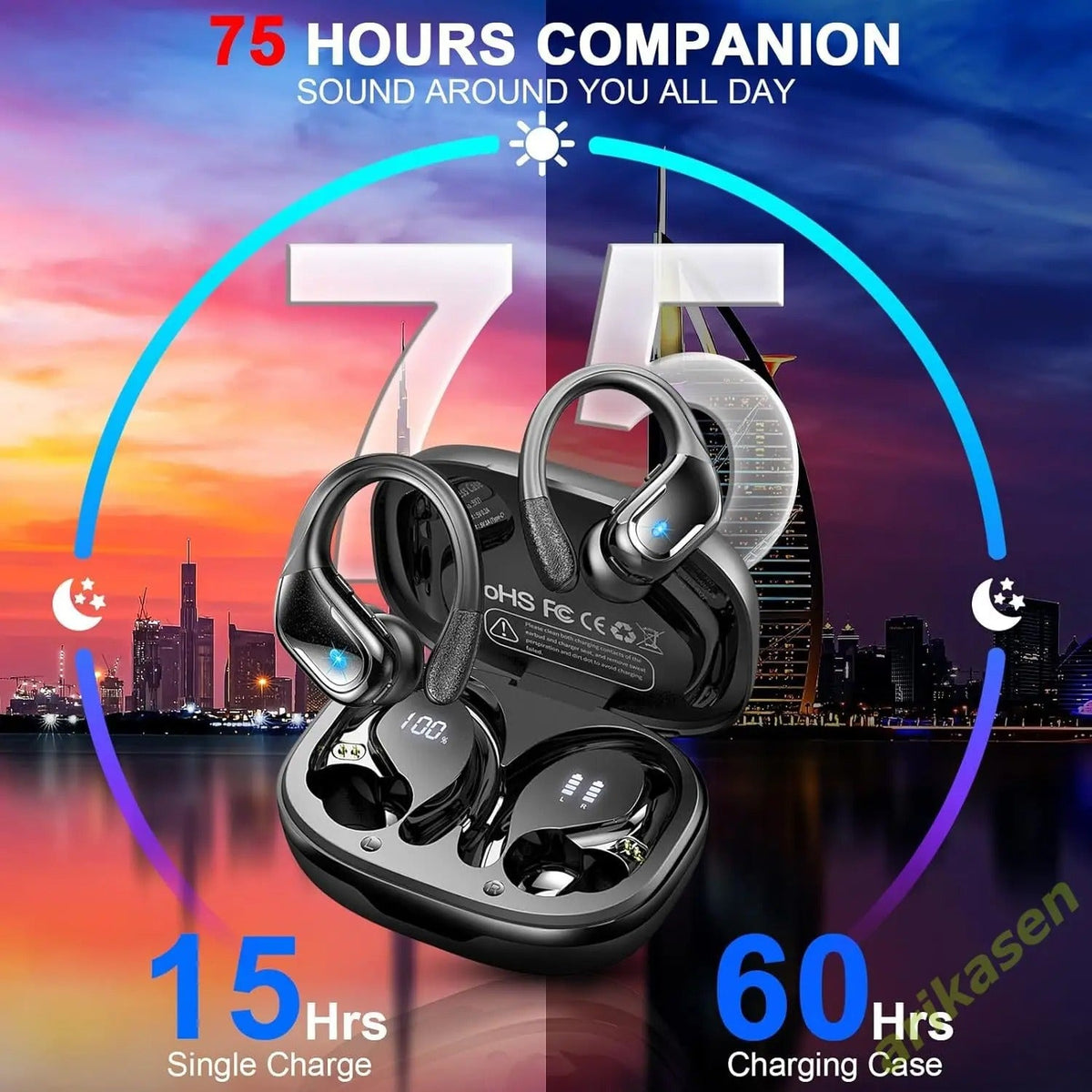 Bluetooth 5.3 Wireless Headphones IP7 Waterproof Earphones