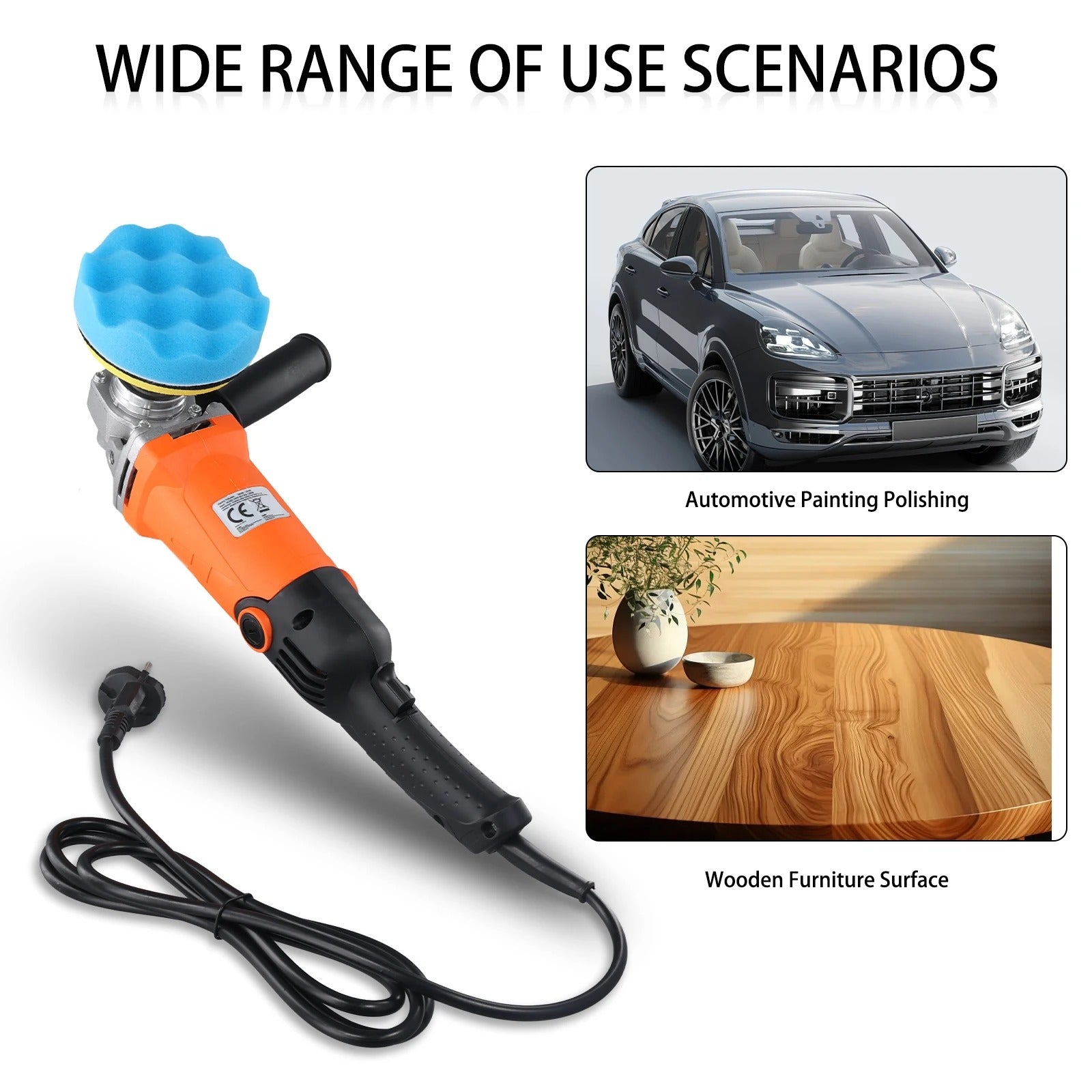 Rotary Car Buffer Polisher – 1200W 8800RPM Waxing Machine