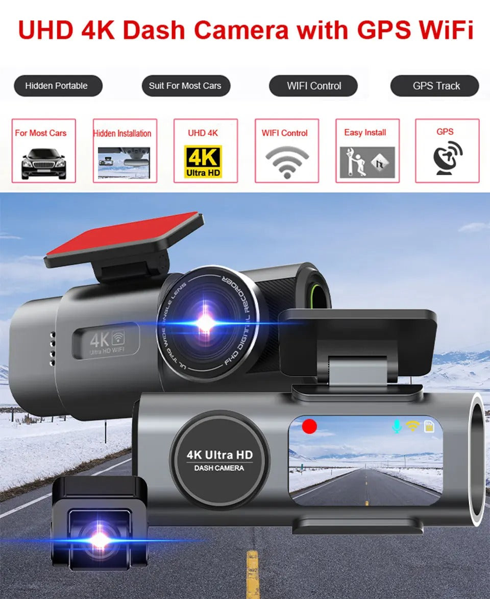 Dash Cam 4K UHD – Dual Lens Car Recorder
