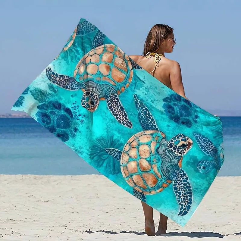 TurtlePrint Premium Beach Towel - Soft & Absorbent Beach Towel for Summer Fun
